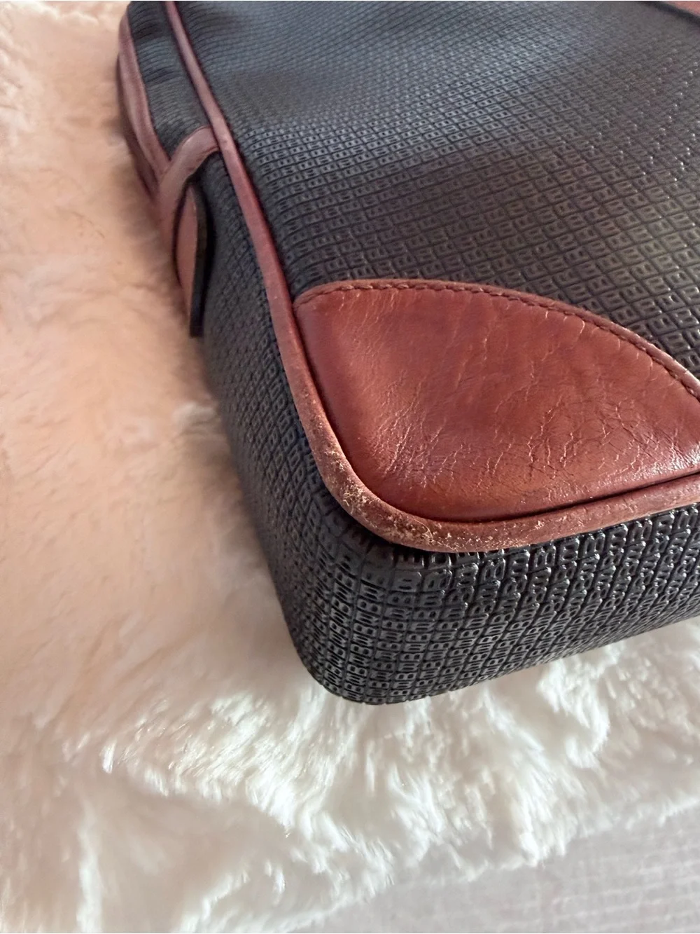 Bally Black Briefcase with Brown Leather Trim